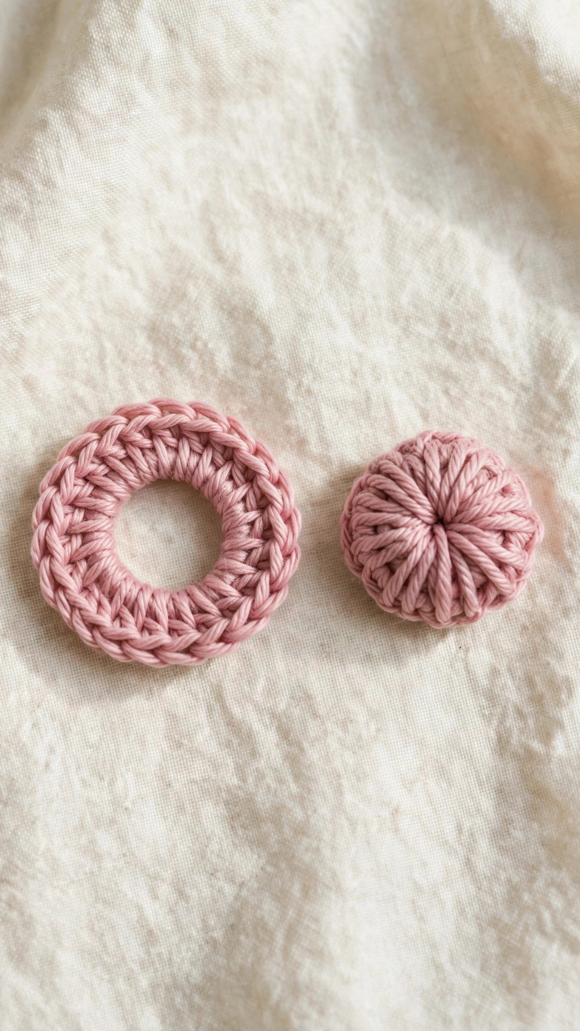 Magic ring with a gap in the center versus one cinched fully closed